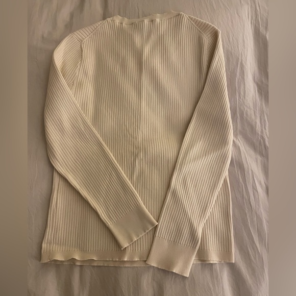J.Crew Ribbed Sweater Women Small Ivory Viscose Stretch Crew Neck Long Sleeve - Picture 2 of 4